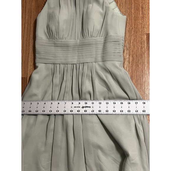 Azazie Bonnie A-Line Keyhole Ruched Chiffon Dress Gown Dusty Sage Sz C Custom - Picture 10 of 10